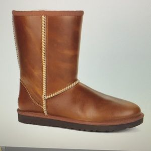 Ugg classic short leather pea coat boots